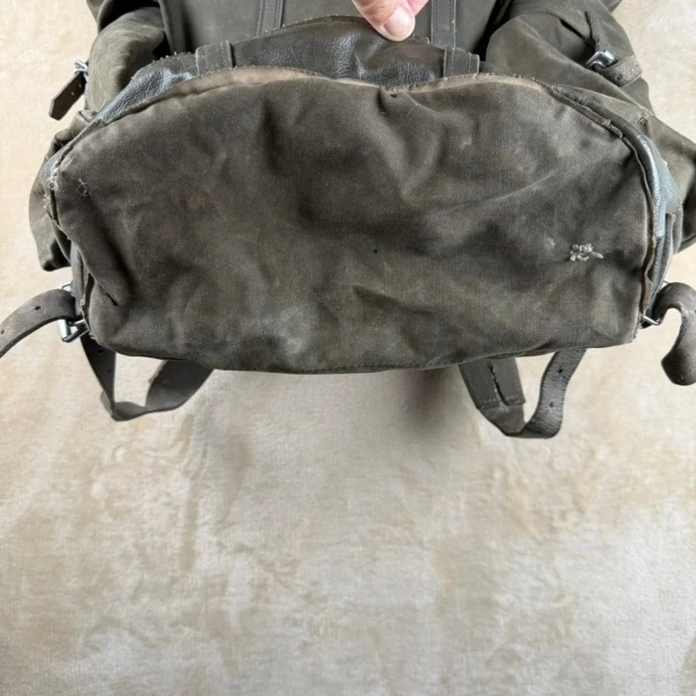 Vintage West German Military Mountain Rucksack Canvas Backpack Olive Drab 1981